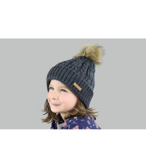 Graue Bommel Mütze Mädchen Lux Beanie Girls dark heather